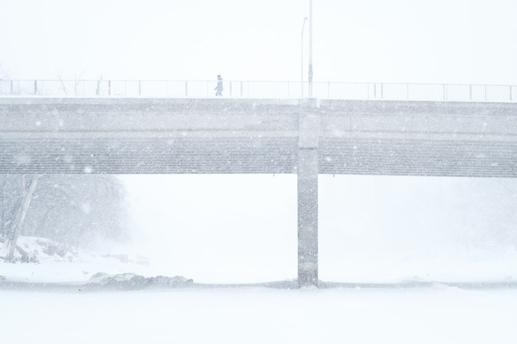 Snowy silhouette on the Osborne Bridge