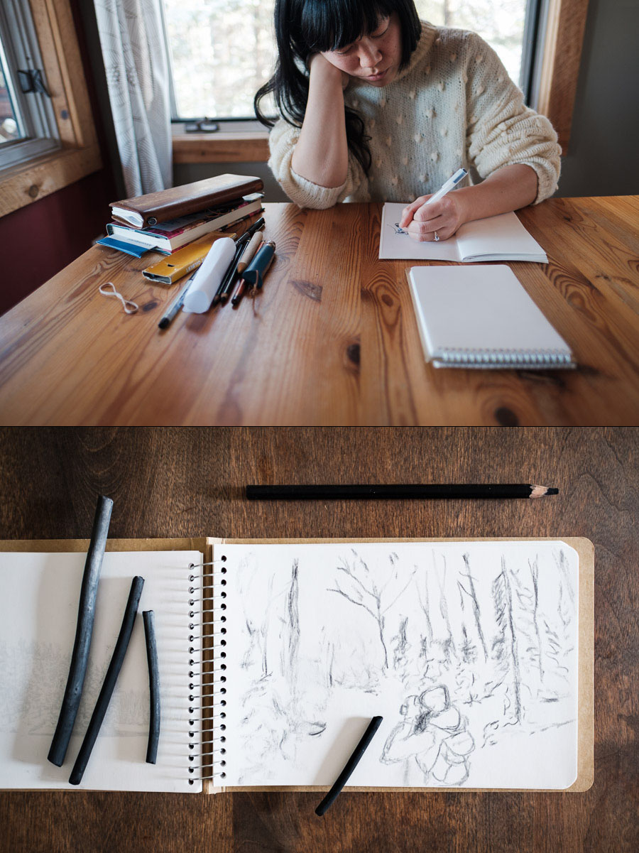 A photograph of an illustrator and an illustration of a photographer; introducing Adrienne Shum and me (ahem: David Quiring).