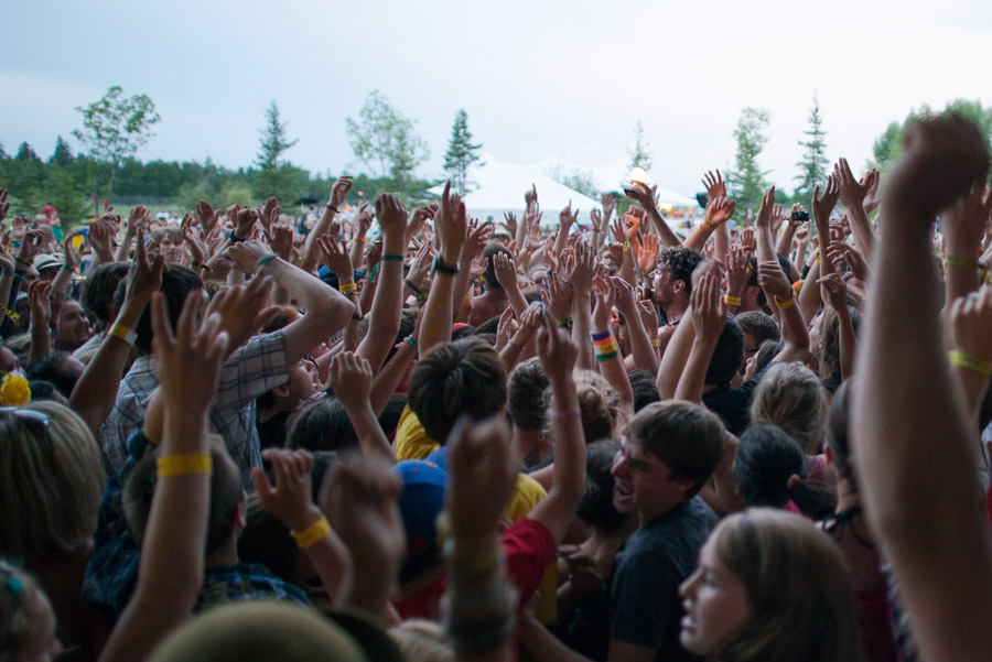 Rich Aucoin jumps into the crowd during his engaging performance.