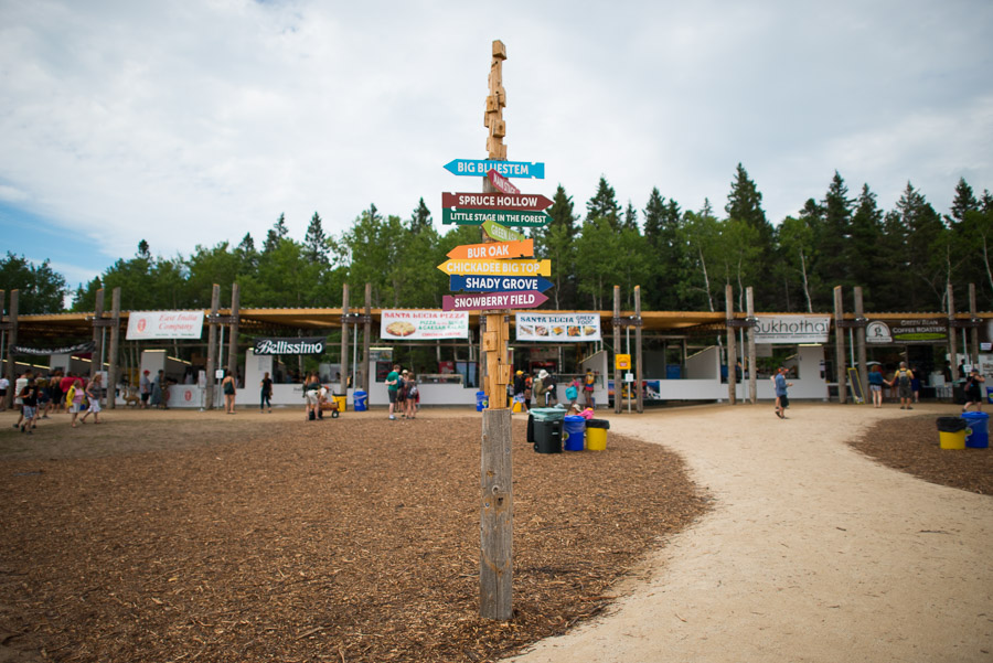 There were a lot of upgrades to the festival site this year, including new buildings for all the local food vendors (pictured here in the back) and two new stages: Little Stage In The Forest and Spruce Hollow.